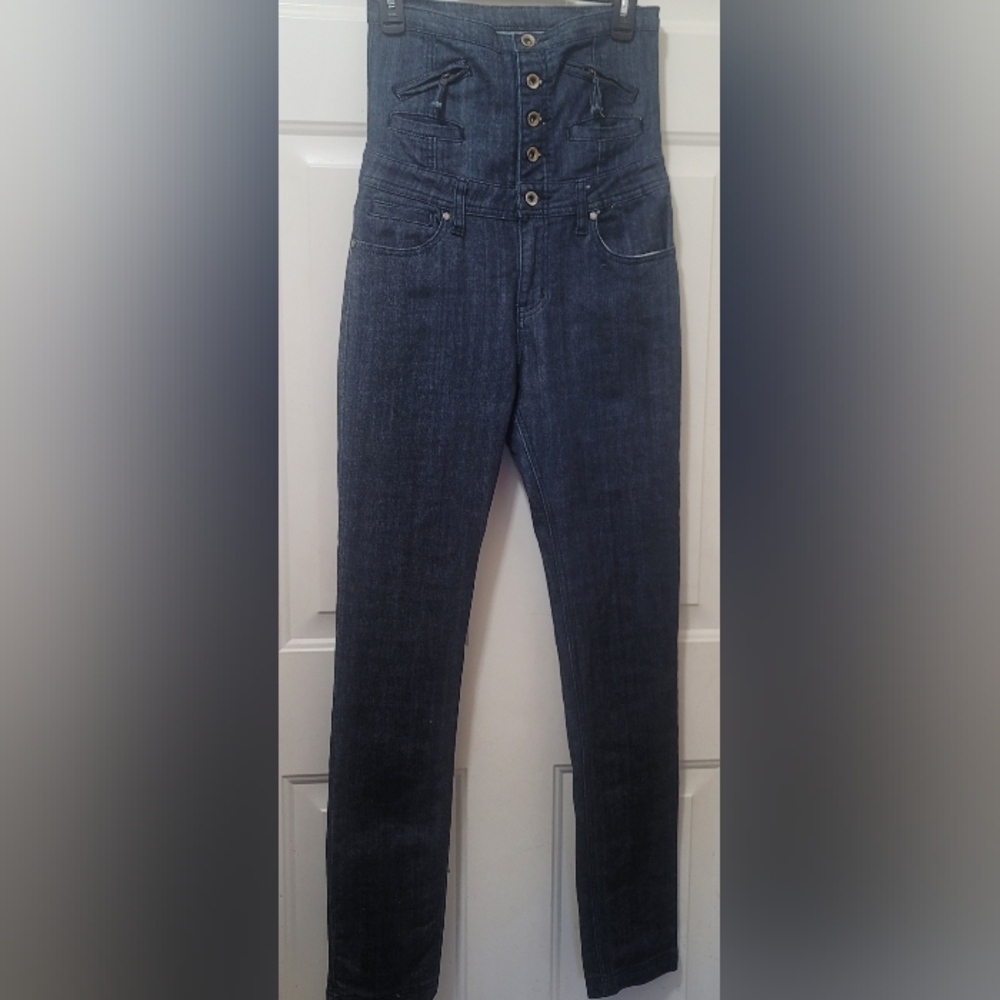 Rock Revolution dark, denim blue High-waisted Hand-Crafted Skinny Jeans sz27